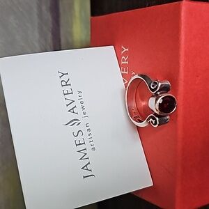 James Avery retired Garnet Scroll Ring size 7